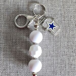 Dallas Cowboys White Beaded Rhinestone Bag Purse Backpack Charm Handbag